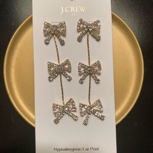 J. Crew Gold and Silver Bow Earrings